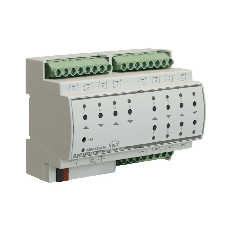 ATTUATORE KNX 6CH TAPPARELLE-8M DIN - AVE 53KNX20006
