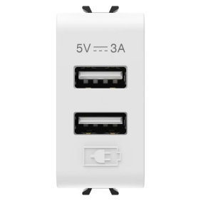 ALIMENTATORE USB A+A 5V 3A 1M BIA.SAT. - Gewiss GW15447