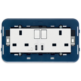 2prese 2P+T13ABS+int.rosso+USBC+C bianco - Vimar 19224.CC.B