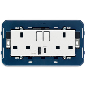 2prese 2P+T13ABS+int.rosso+USBA+C bianco - Vimar 19224.AC.B