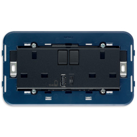 2prese 2P+T13ABS+int.rosso+USBA+C grigio - Vimar 19224.AC