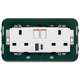 2prese 2P+T13ABS+int.rosso+USBA+C bianco - Vimar 14224.AC