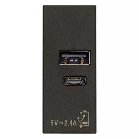 Alimentatore USB A+C 5V 2,4A nero - Vimar 30292.ACG