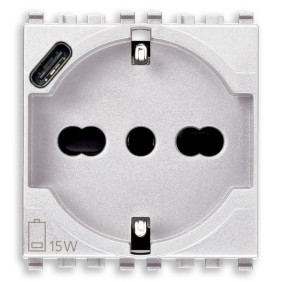 Presa 2P+T 16A universale + USB C bianco - Vimar 20210.USB.B