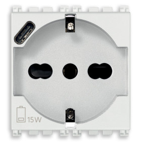 Presa 2P+T 16A universale + USB C bianco - Vimar 19210.USB.B