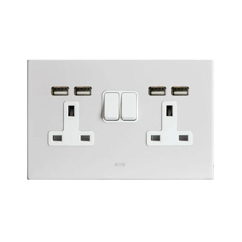 2 PRESE 13A INTER. 2P+USB CORIAN 4M - AVE BS20972PUCNB